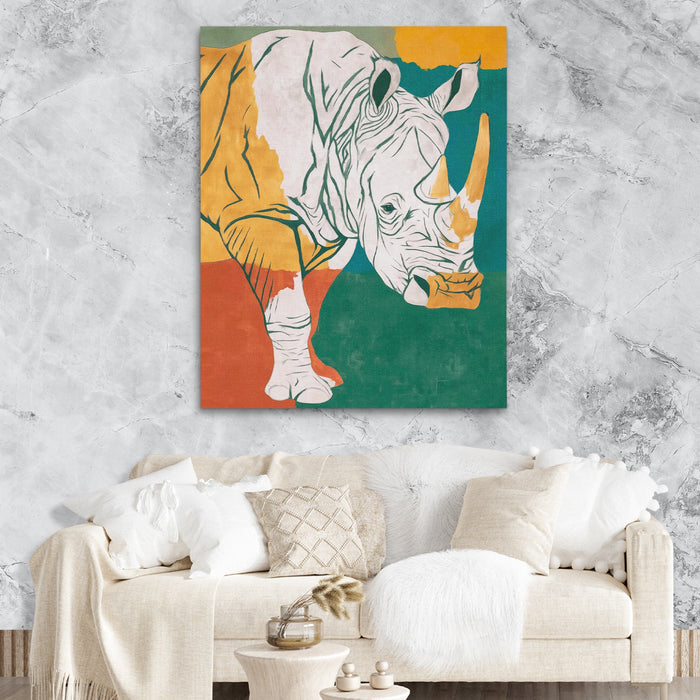 Rhino Color Field canvas wall art, room view
