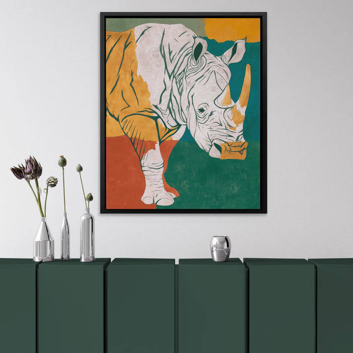 Rhino Color Field canvas wall art, room view