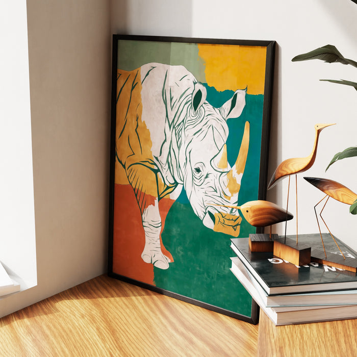 Rhino Color Field canvas wall art, room view