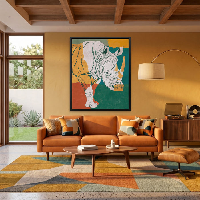 Rhino Color Field canvas wall art, room view