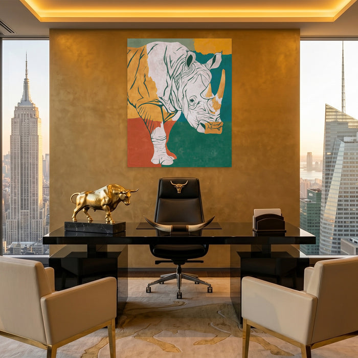 Rhino Color Field canvas wall art, room view