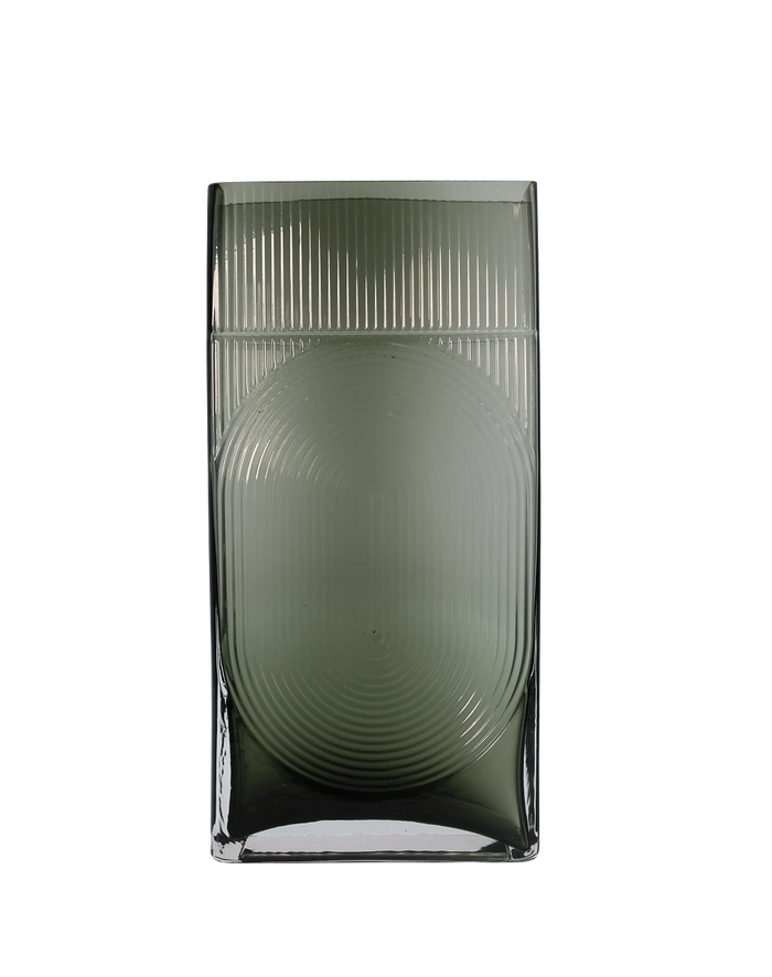 Ribbed Gray Glass Vase