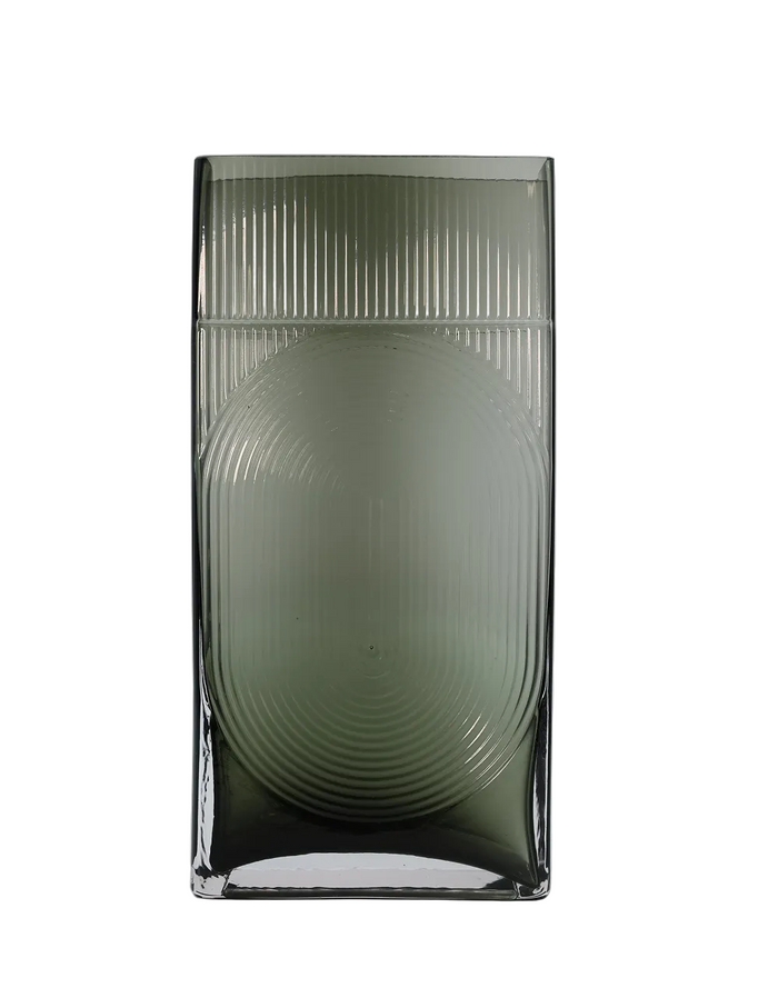 Ribbed Gray Glass Vase