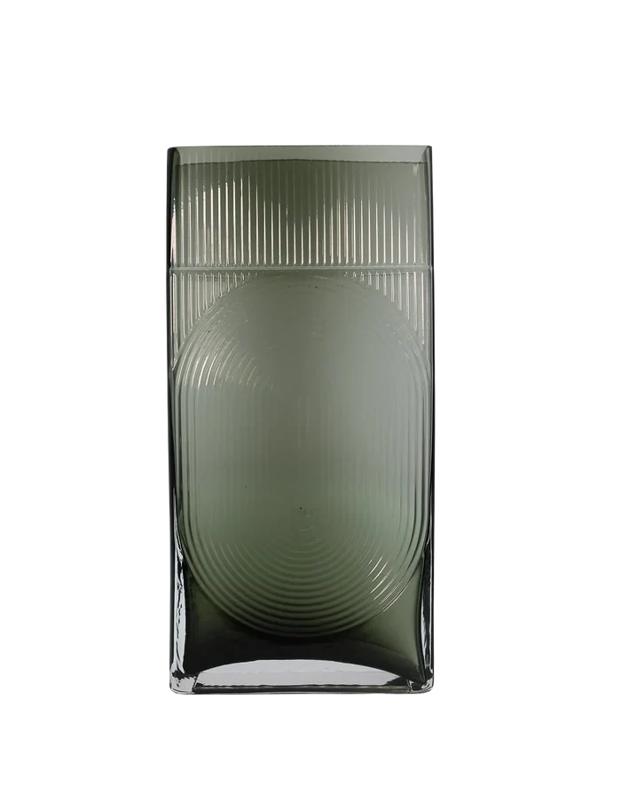 Ribbed Gray Glass Vase