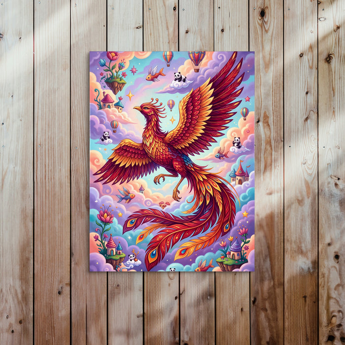 Rising Phoenix Pop Surreal — rising phoenix pop surreal sq bed 2 wood panel 1port flush print