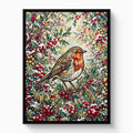 Robin Winter Berries — robin winter berries white studio framed black