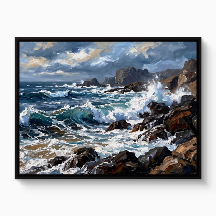 Rocky Coastline Waves — rocky coastline waves white studio framed black