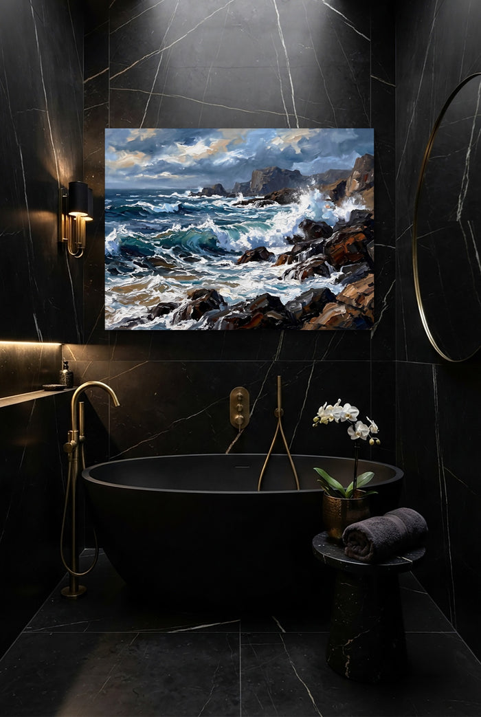 Rocky Coastline Waves — rocky coastline waves p small bathroom interior 1land flush print