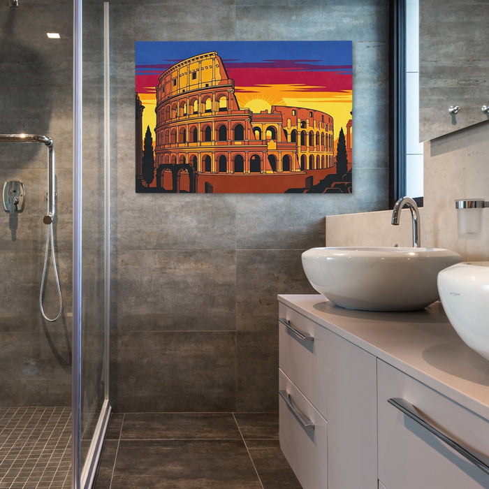 Rome's Colosseum Ablaze canvas wall art, room view