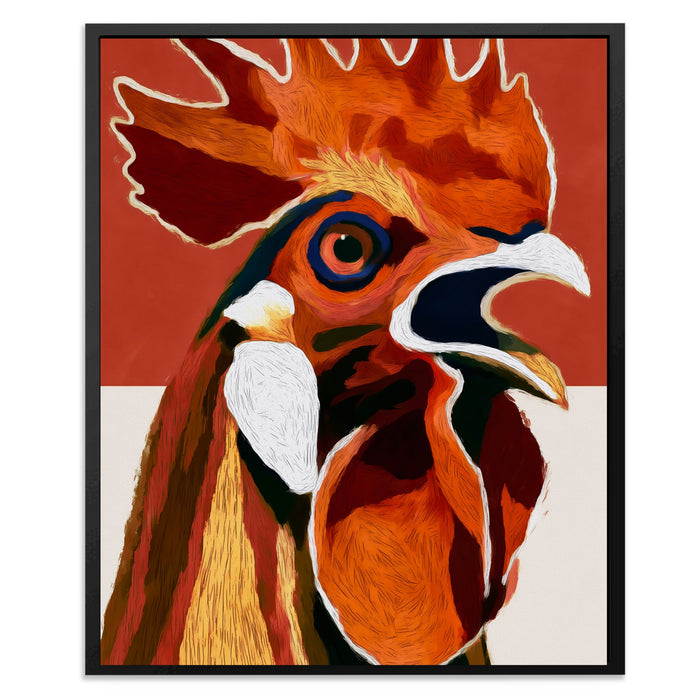 Rooster Crowing Line canvas wall art