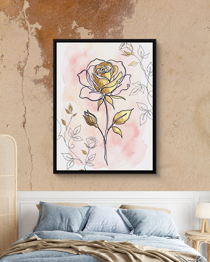 Rose Golden Watercolor — rose golden watercolor psd mocha bedroom 1port framed black