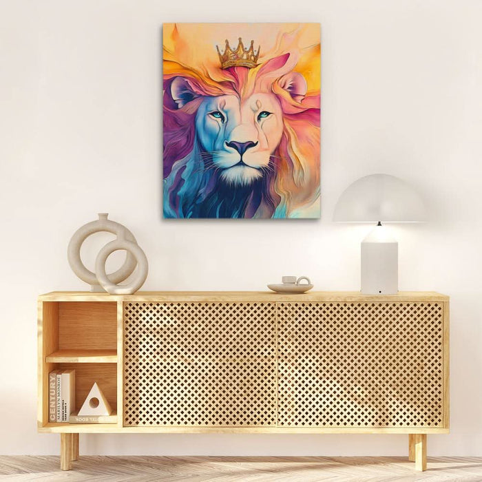 Royal Blaze - Lion Wall Art in Black Frame