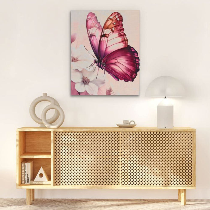 Ruby Wings - Floral Wall Art in Black Frame