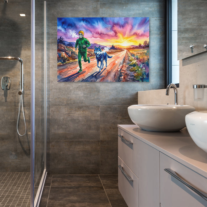 Runner Wolf Sunset canvas wall art, room view