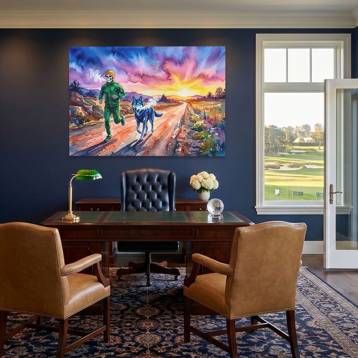 Runner Wolf Sunset canvas wall art, room view