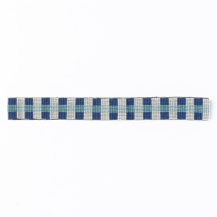 Ryan Gingham Beaded Hatband Blue