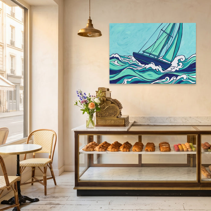 Sailboat Turbulent Seas — Sailboat Turbulent Seas Corner Bakery Land 90
