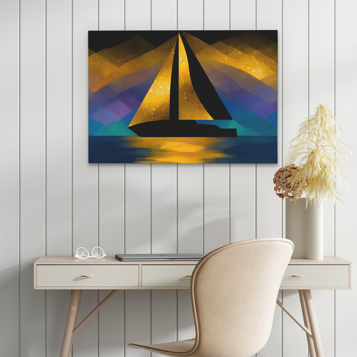 Sailboats Golden Crossing - Luxury Wall Art