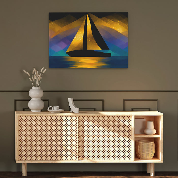 Sailboats Golden Crossing - Luxury Wall Art