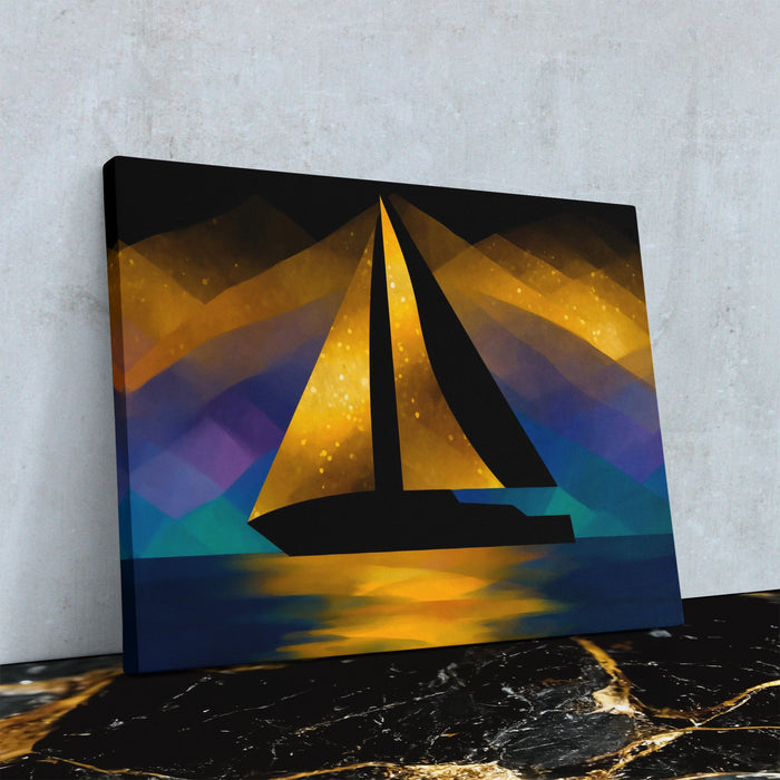 Sailboats Golden Crossing - Luxury Wall Art