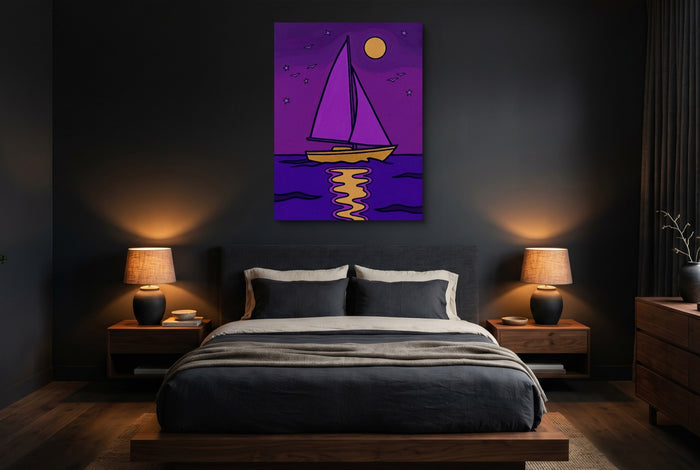 Sailboat's Night Passage — sailboat's night passage bedroom with dark walls 1port flush print