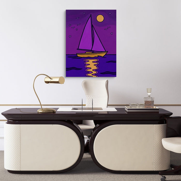 Sailboat's Night Passage - Luxury Wall Art