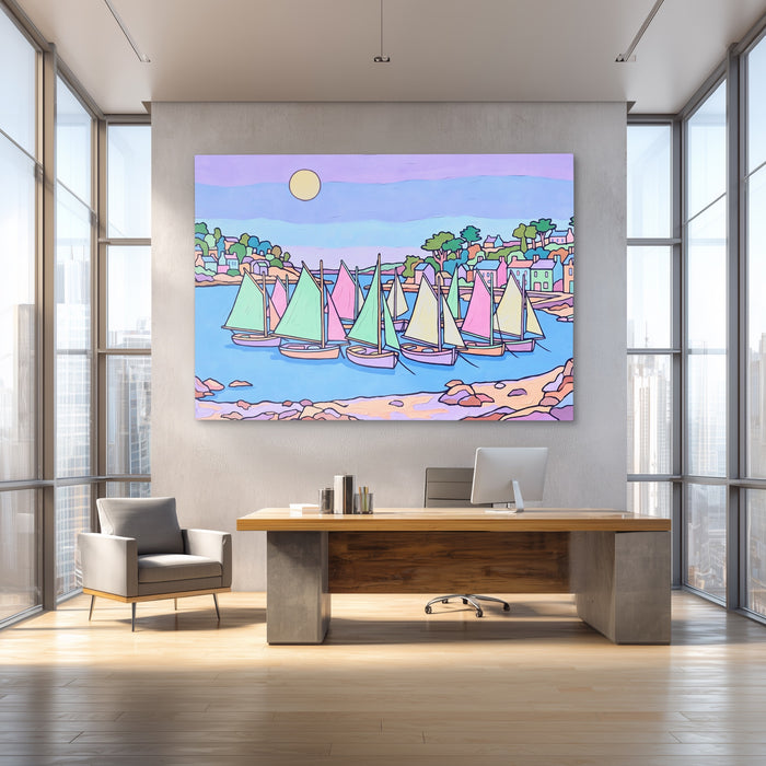 Sailboats Pastel Harbor — Sailboats Pastel Harbor Baller Office 34
