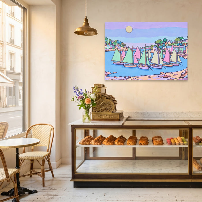 Sailboats Pastel Harbor — Sailboats Pastel Harbor Corner Bakery Land 91
