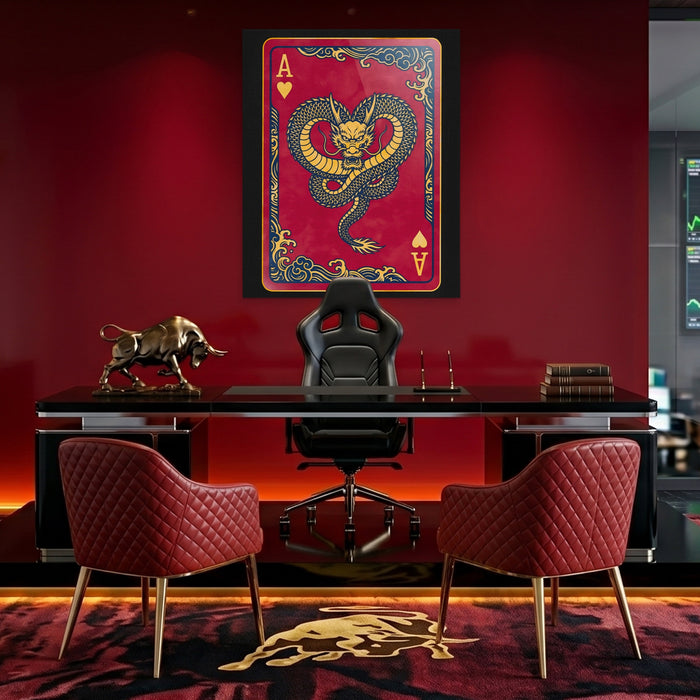 Samurai Ace Hearts Card canvas wall art, room view