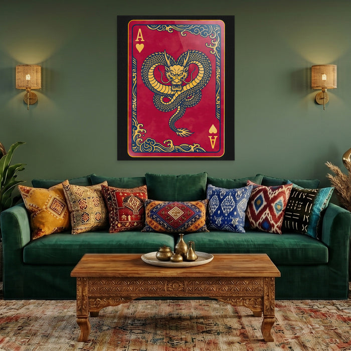 Samurai Ace Hearts Card canvas wall art, room view