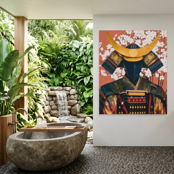 Samurai Cherry Blossom canvas wall art, room view