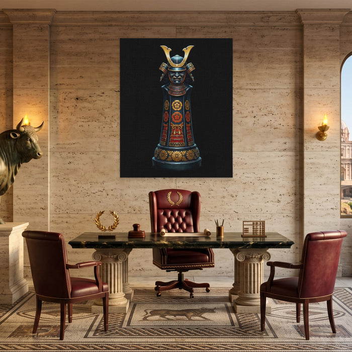 Samurai Chess King canvas wall art, room view