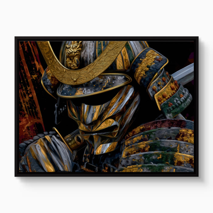 Samurai Golden Armor — samurai golden armor white studio framed black