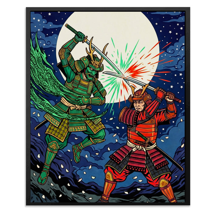 Samurai Lunar Duel canvas wall art