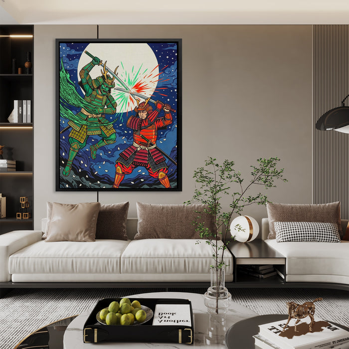 Samurai Lunar Duel canvas wall art, room view