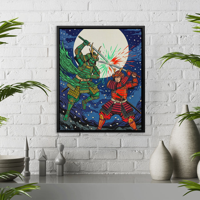 Samurai Lunar Duel canvas wall art, room view