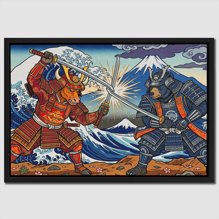 Samurai Mt. Fuji Clash canvas wall art
