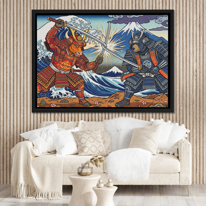 Samurai Mt. Fuji Clash canvas wall art, room view