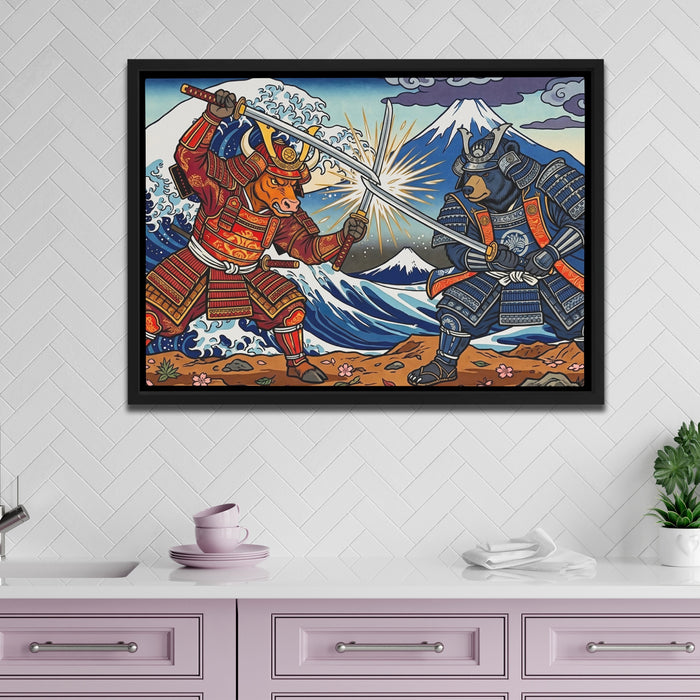 Samurai Mt. Fuji Clash canvas wall art, room view