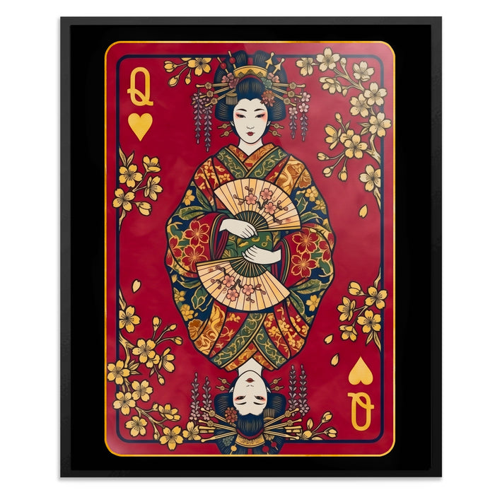 Samurai Queen Hearts Card canvas wall art, room view