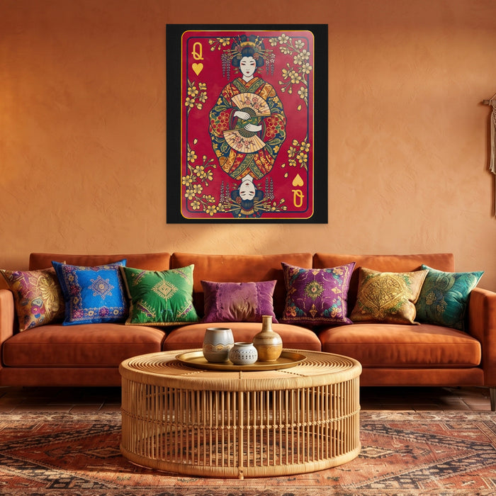 Samurai Queen Hearts Card canvas wall art, room view