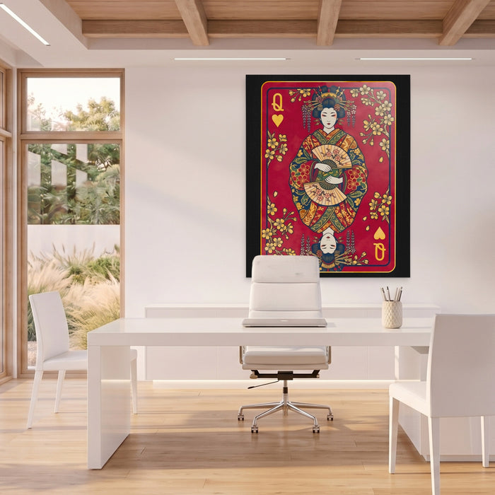 Samurai Queen Hearts Card canvas wall art, room view