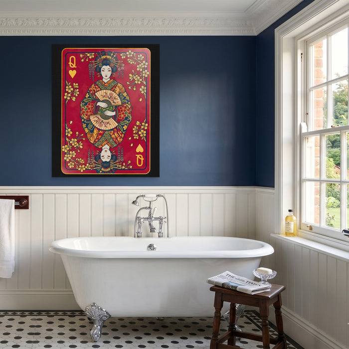 Samurai Queen Hearts Card canvas wall art, room view