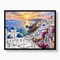 Santorini Sunset Glow — santorini sunset glow white studio framed black