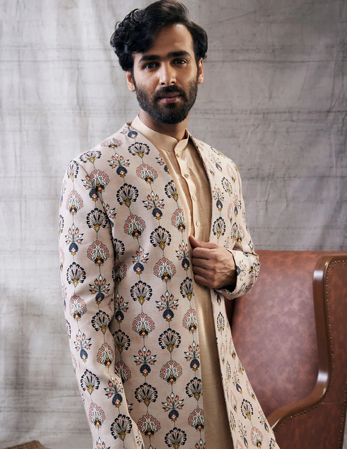 Sarouk Longline Jacket With Kurta Set