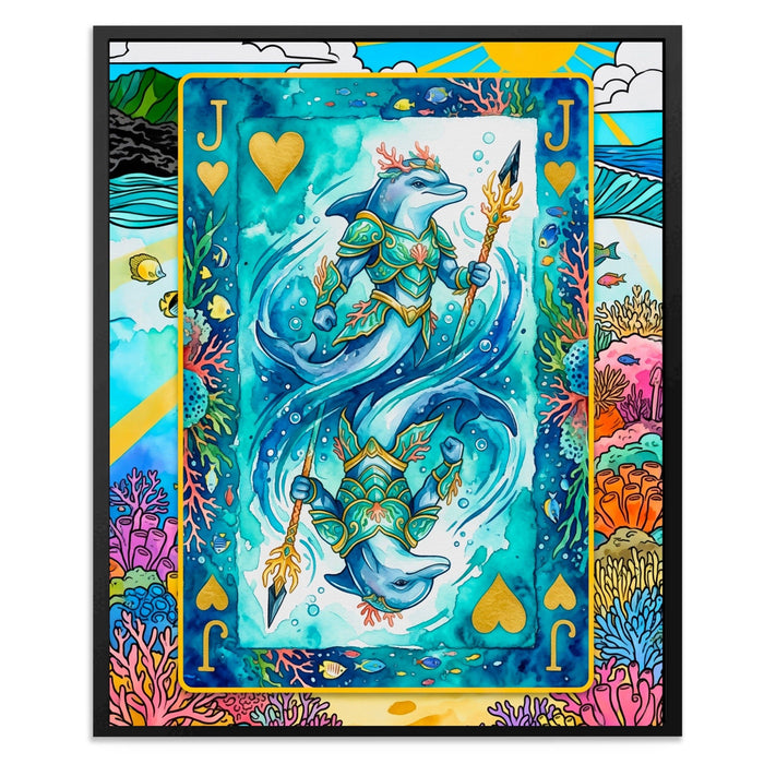 Sea Creature Jack of Hearts Card canvas wall art