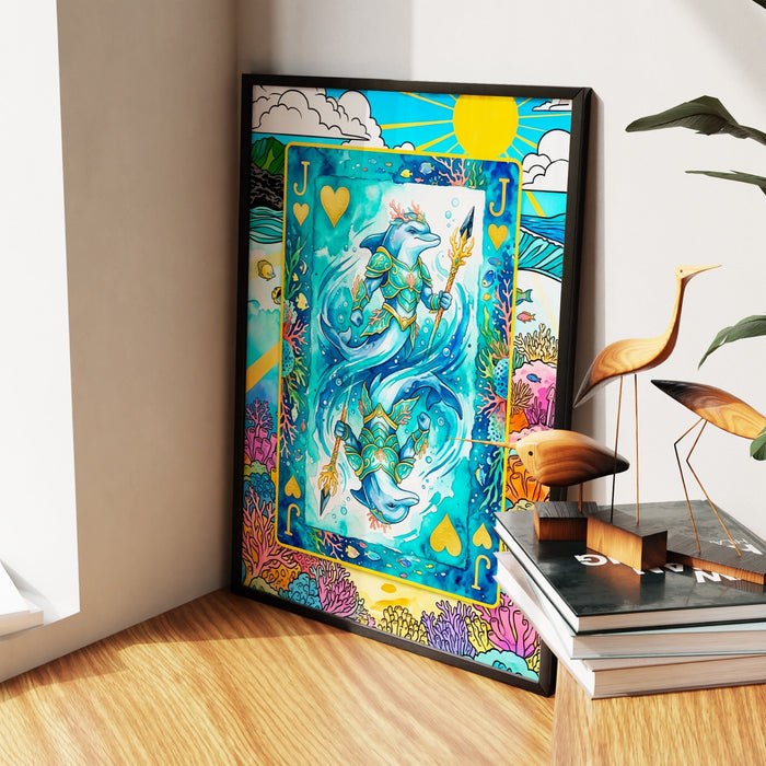 Sea Creature Jack of Hearts Card canvas wall art, room view