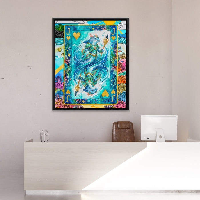 Sea Creature Jack of Hearts Card canvas wall art, room view
