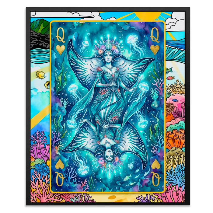 Sea Creature Queen of Hearts Card canvas wall art