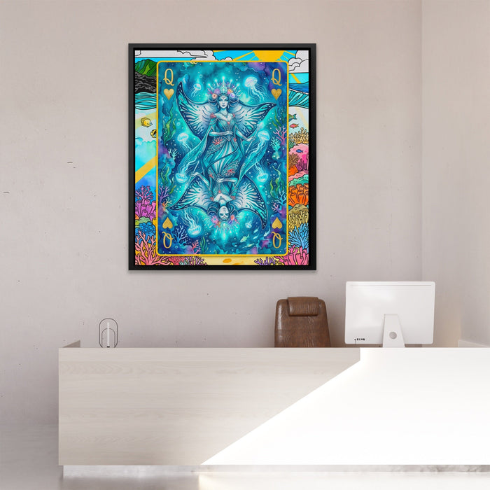 Sea Creature Queen of Hearts Card canvas wall art, room view